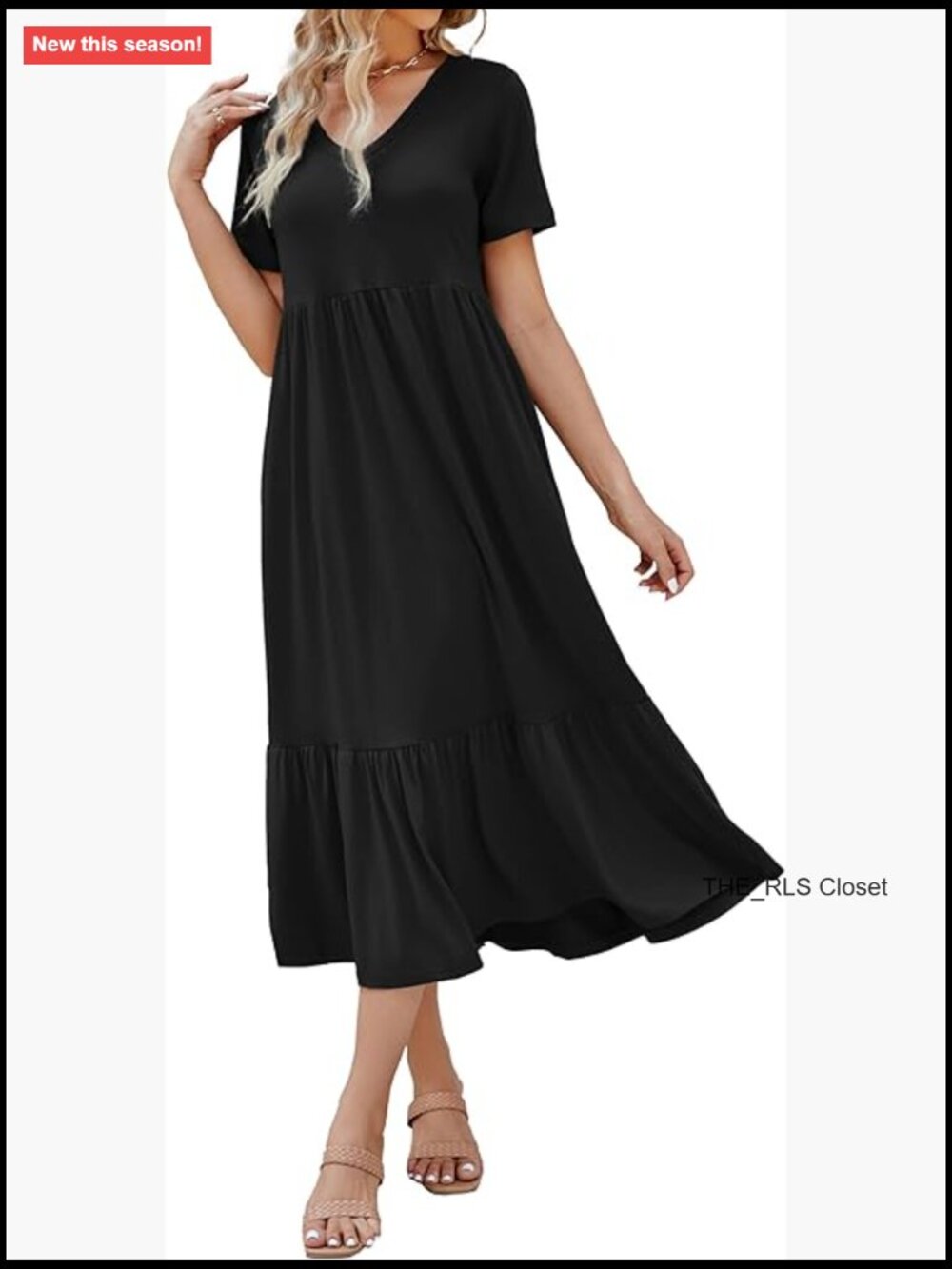 Short Sleeve V Neck Swing Maxi Dress With Pockets